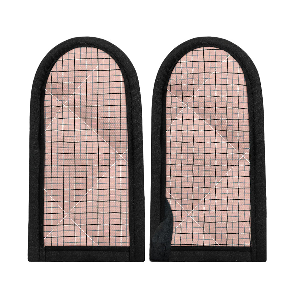 Pastel Pink And Black Tattersall Print Skillet Handle Cover