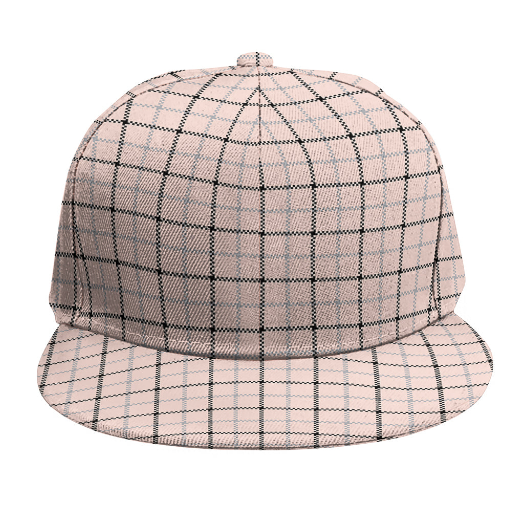 Pastel Pink And Black Tattersall Print Snapback Cap