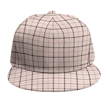 Pastel Pink And Black Tattersall Print Snapback Cap