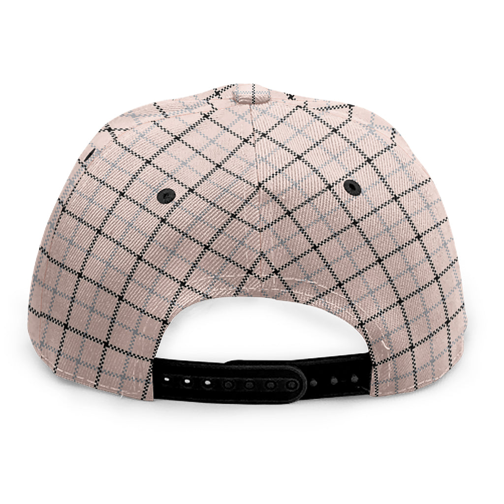 Pastel Pink And Black Tattersall Print Snapback Cap