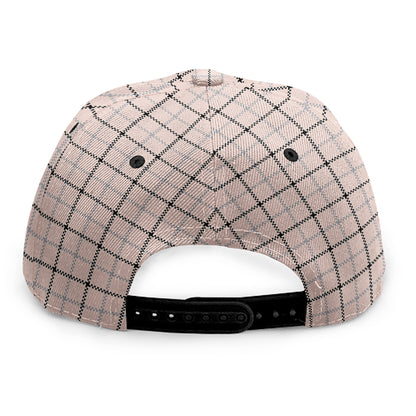 Pastel Pink And Black Tattersall Print Snapback Cap