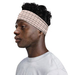 Pastel Pink And Black Tattersall Print Sports Headband