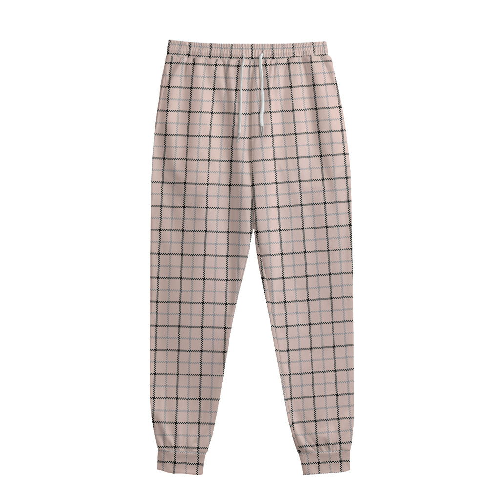 Pastel Pink And Black Tattersall Print Sweatpants
