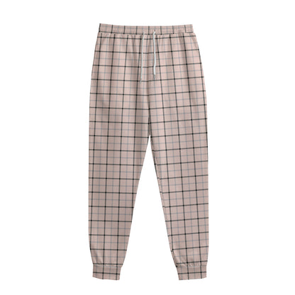 Pastel Pink And Black Tattersall Print Sweatpants