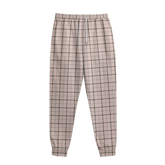 Pastel Pink And Black Tattersall Print Sweatpants