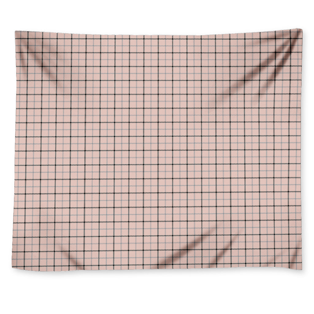 Pastel Pink And Black Tattersall Print Tapestry