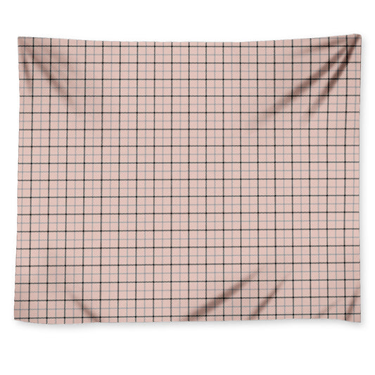 Pastel Pink And Black Tattersall Print Tapestry