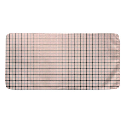 Pastel Pink And Black Tattersall Print Towel