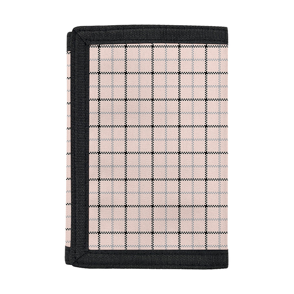 Pastel Pink And Black Tattersall Print Trifold Wallet
