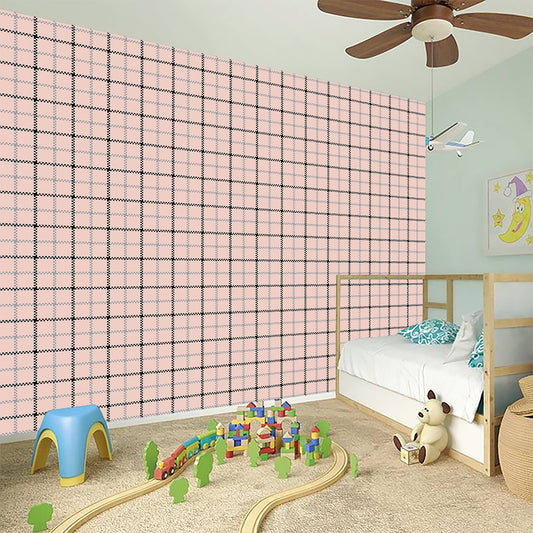 Pastel Pink And Black Tattersall Print Wall Sticker