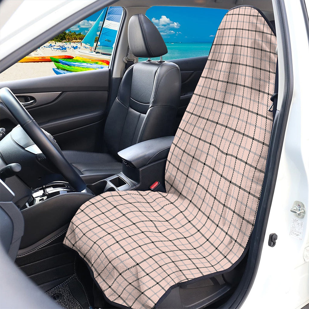 Pastel Pink And Black Tattersall Print Waterproof Car Seat Cover