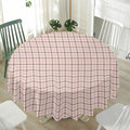 Pastel Pink And Black Tattersall Print Waterproof Round Tablecloth