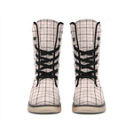 Pastel Pink And Black Tattersall Print Winter Boots