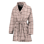 Pastel Pink And Black Tattersall Print Women's Bathrobe