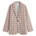 Pastel Pink And Black Tattersall Print Women's Blazer