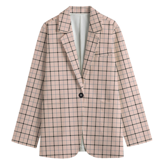 Pastel Pink And Black Tattersall Print Women's Blazer