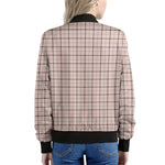 Pastel Pink And Black Tattersall Print Women's Bomber Jacket