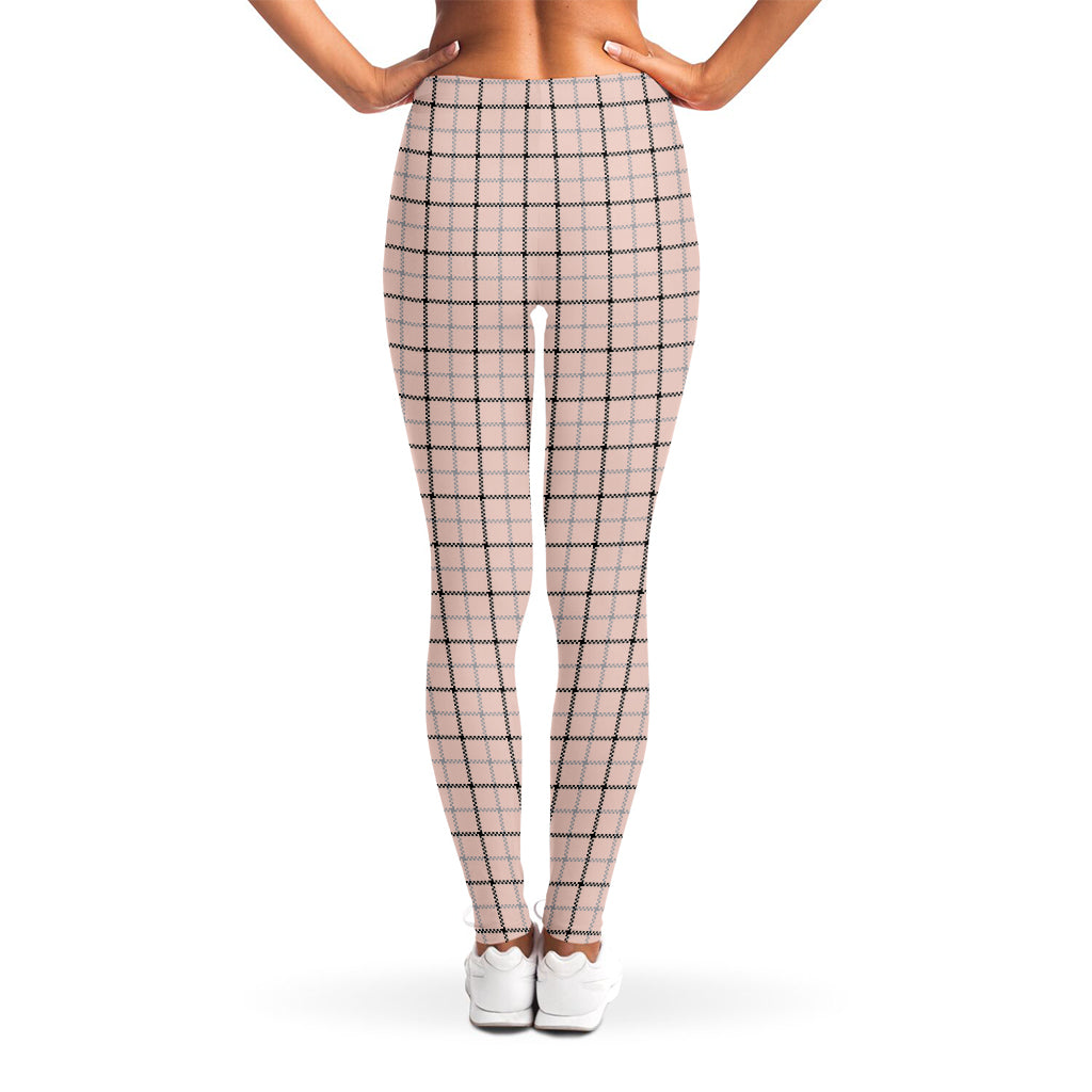 Pastel Pink And Black Tattersall Print Women's Leggings