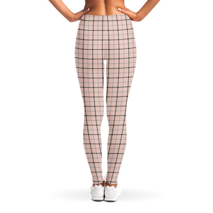 Pastel Pink And Black Tattersall Print Women's Leggings