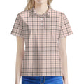 Pastel Pink And Black Tattersall Print Women's Polo Shirt