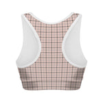 Pastel Pink And Black Tattersall Print Women's Sports Bra