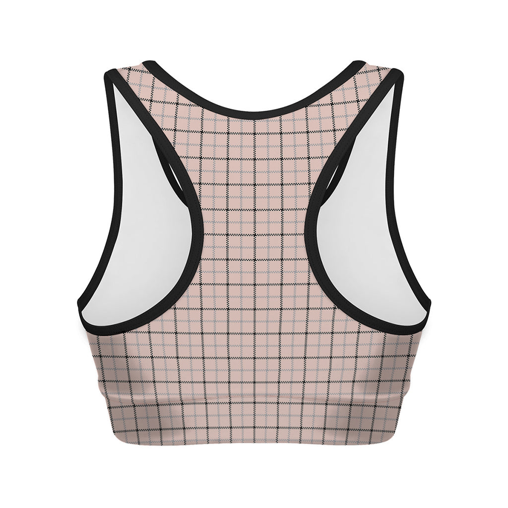 Pastel Pink And Black Tattersall Print Women's Sports Bra