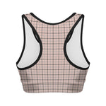 Pastel Pink And Black Tattersall Print Women's Sports Bra