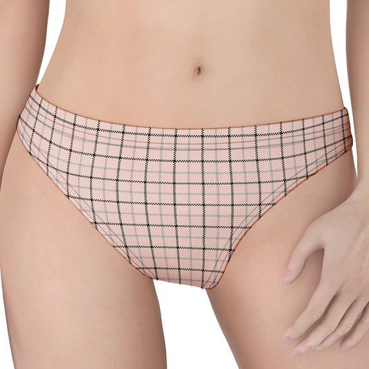 Pastel Pink And Black Tattersall Print Women's Thong