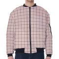Pastel Pink And Black Tattersall Print Zip Sleeve Bomber Jacket