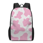 Pastel Pink And White Cow Print 17 Inch Backpack