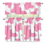 Pastel Pink And White Cow Print 3 Piece Kitchen Curtains