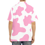 Pastel Pink And White Cow Print Aloha Shirt