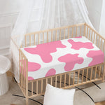 Pastel Pink And White Cow Print Baby Crib Sheet
