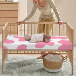 Pastel Pink And White Cow Print Baby Crib Sheet