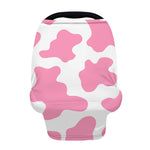 Pastel Pink And White Cow Print Baby Seat Cover