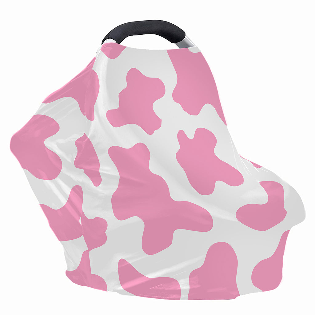 Pastel Pink And White Cow Print Baby Seat Cover
