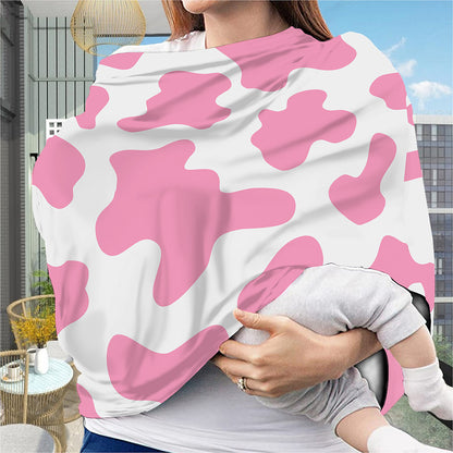Pastel Pink And White Cow Print Baby Seat Cover