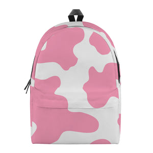 Pastel Pink And White Cow Print Backpack