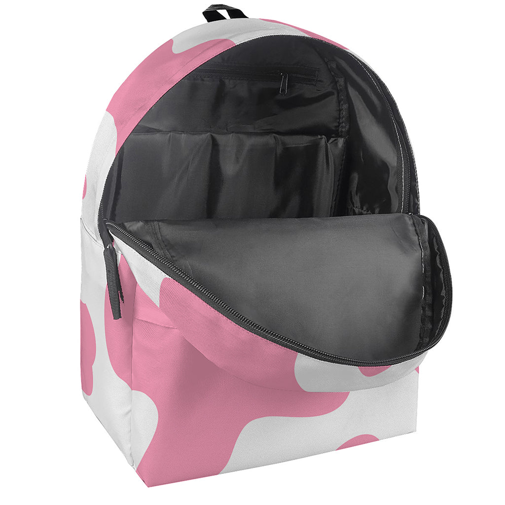 Pastel Pink And White Cow Print Backpack