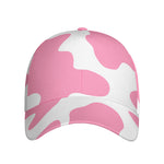 Pastel Pink And White Cow Print Baseball Cap