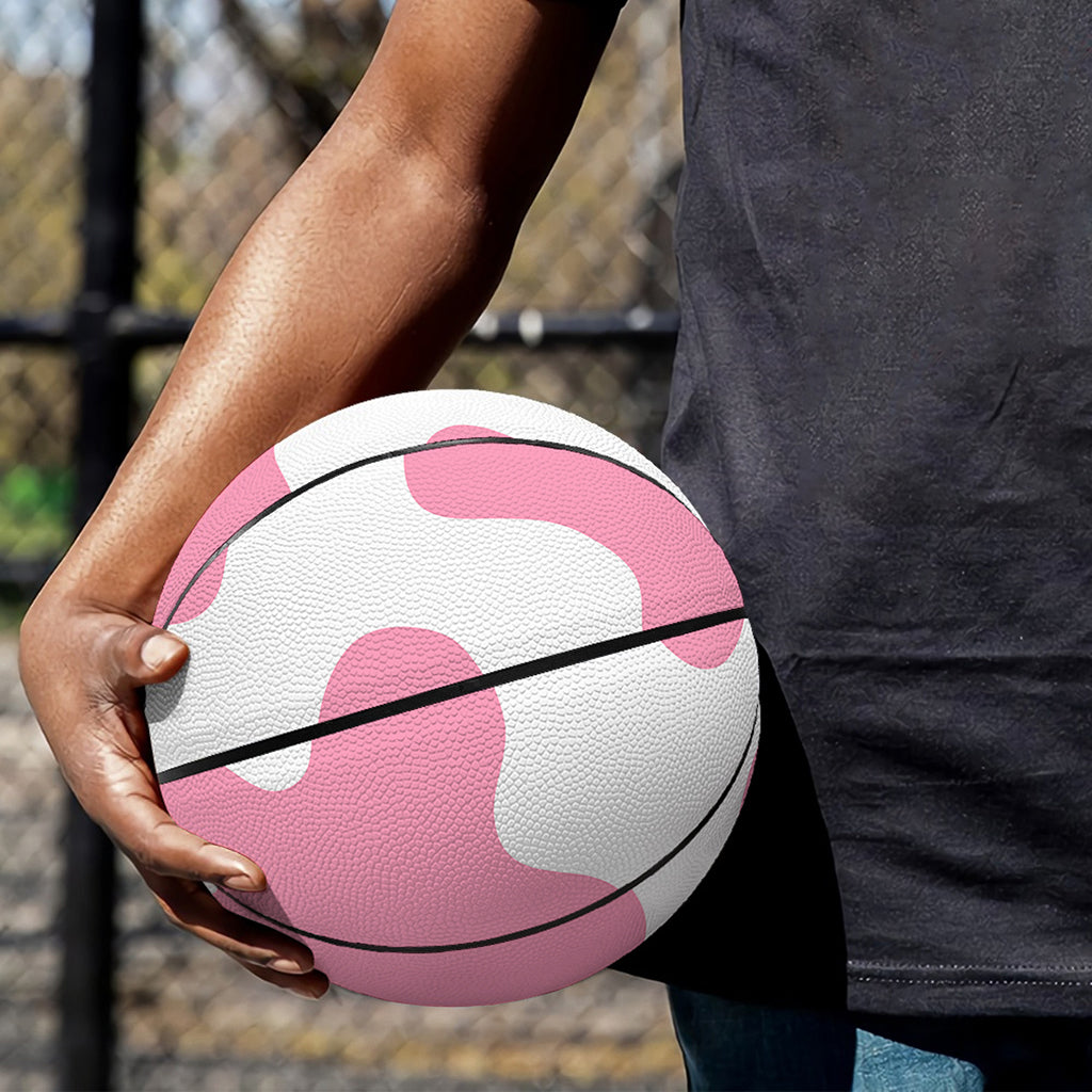 Pastel Pink And White Cow Print Basketball