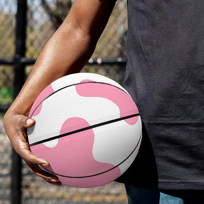 Pastel Pink And White Cow Print Basketball