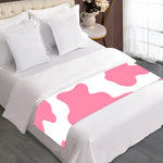 Pastel Pink And White Cow Print Bed Runner