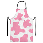 Pastel Pink And White Cow Print Bib Apron With Pocket