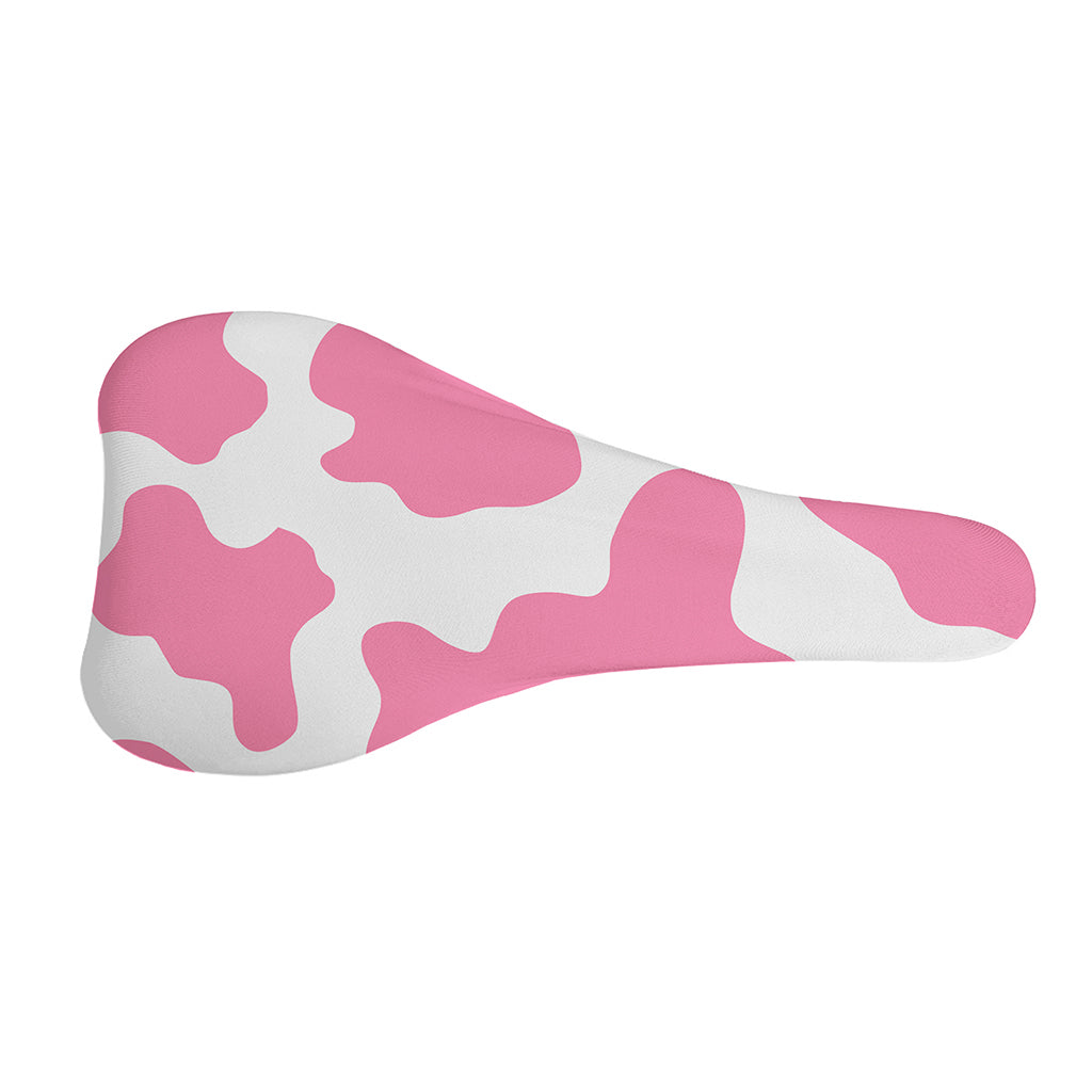 Pastel Pink And White Cow Print Bicycle Seat Cover