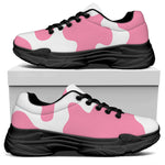 Pastel Pink And White Cow Print Black Chunky Shoes