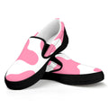 Pastel Pink And White Cow Print Black Slip On Sneakers