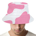 Pastel Pink And White Cow Print Bucket Hat