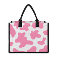 Pastel Pink And White Cow Print Canvas Tote Bag