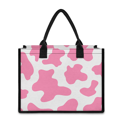 Pastel Pink And White Cow Print Canvas Tote Bag